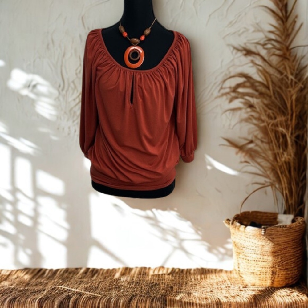 Karen Kane Terracotta blouse